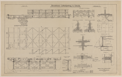 217417 Details van de te bouwen Catharijnebrug over de Stadsbuitengracht te Utrecht.